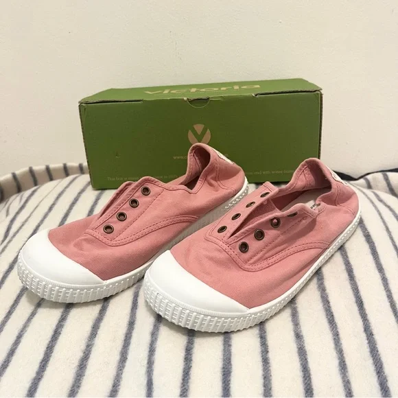 NIB VICTORIA kids canvas slip on sneaker 34 pink - Picture 5 of 5